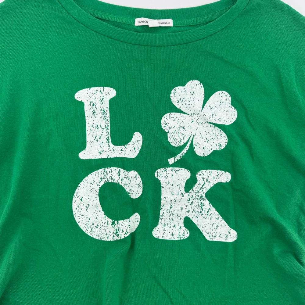 Grayson Threads Sleepwear Lucky Clover Green Long Sleeve Top - Size S Sweatshirt